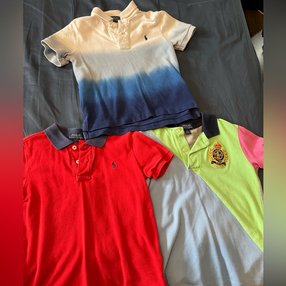 Polo by Ralph Lauren Kids Polo Trio — Red, Blue Ombre & Lime/Pink